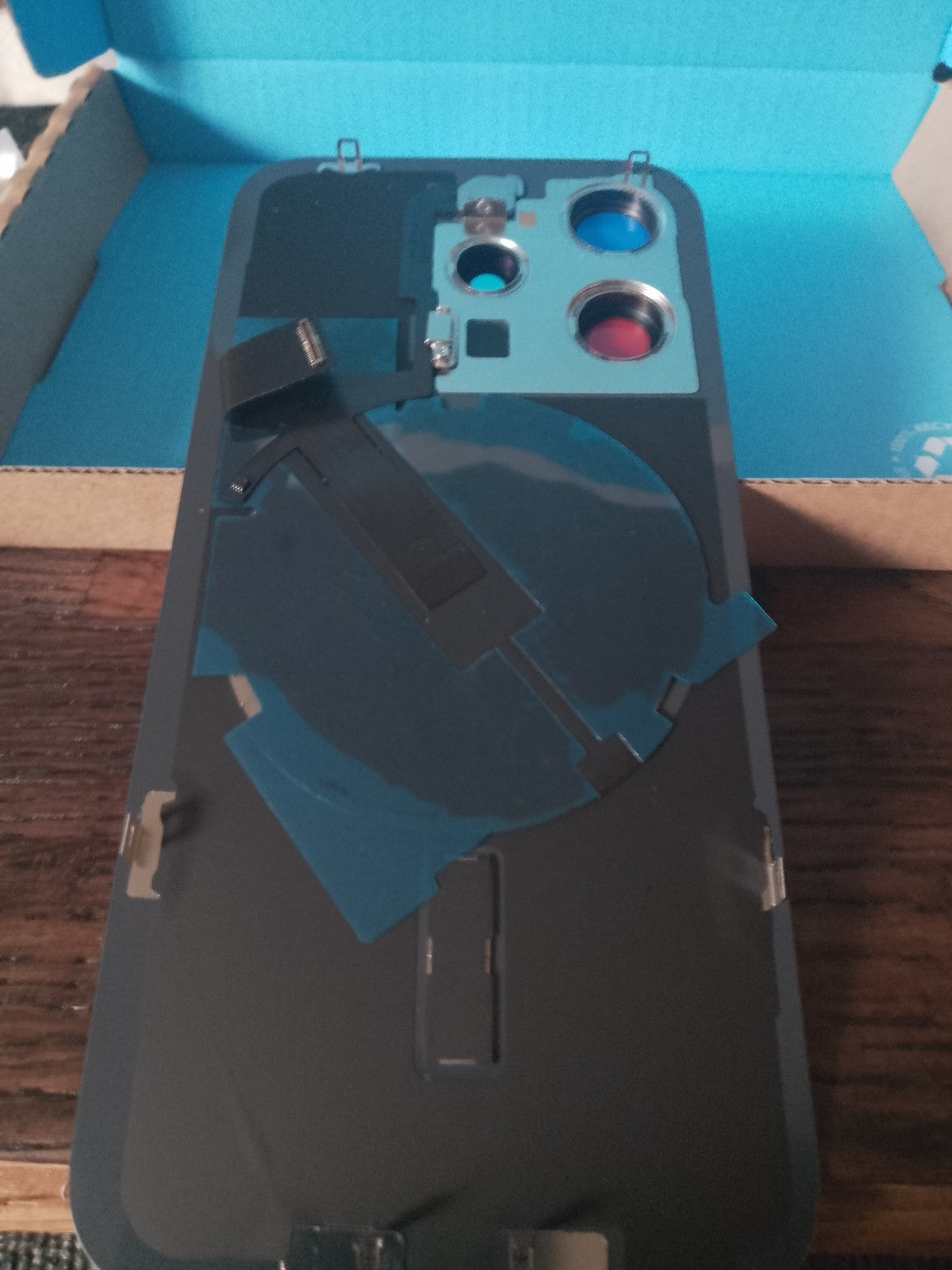 iPhone 15 Pro replacement back glass with charge coil, flash, brackets and NFC