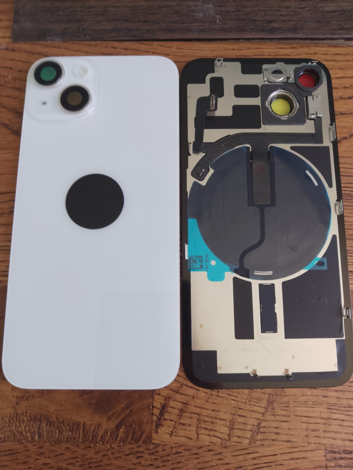 iPhone 14 replacement back glass with charge coil, flash, brackets and NFC