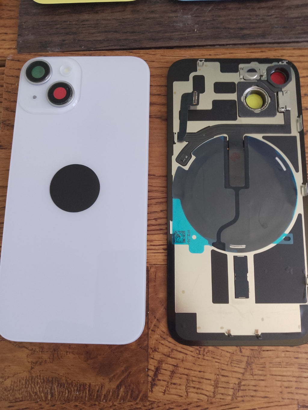 iPhone 14 replacement back glass with charge coil, flash, brackets and NFC